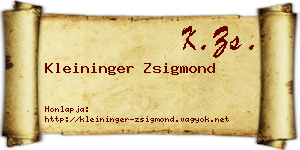 Kleininger Zsigmond névjegykártya